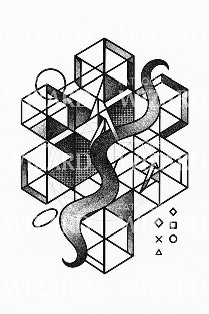 Serpent Cube Matrix Tattoo Design