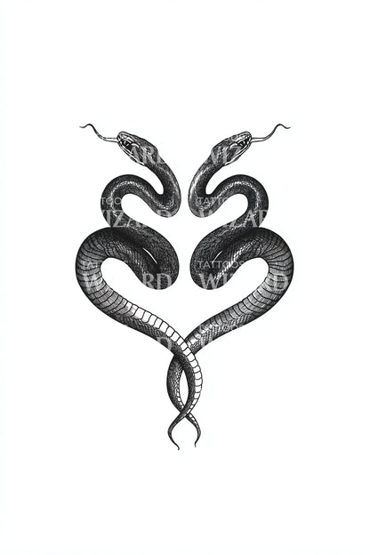 Serpent Hearts Entwined Tattoo Design