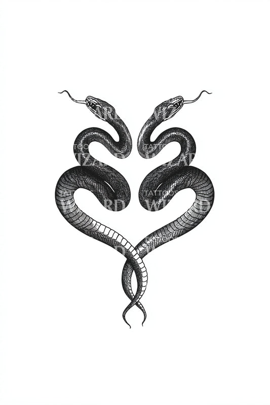 Serpent Hearts Entwined Tattoo Design
