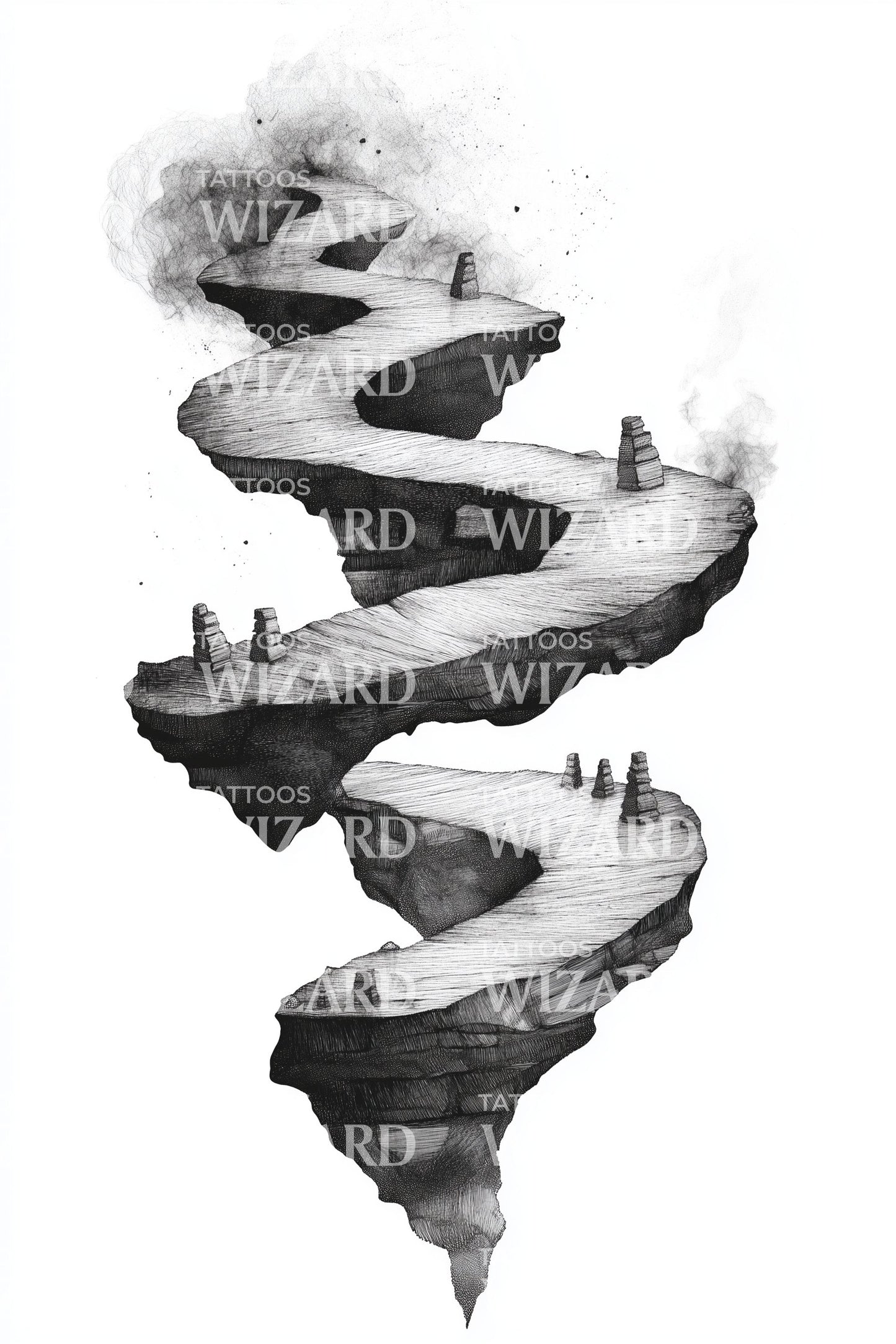 Serpentine Canyon Path Tattoo Design