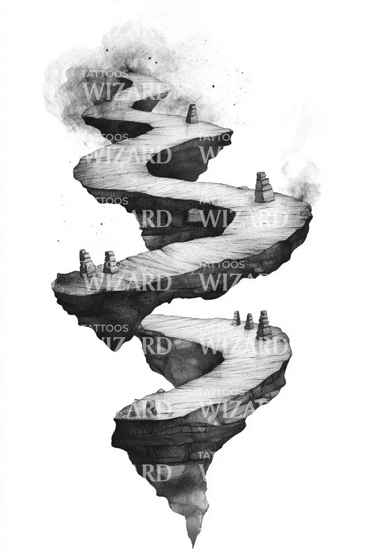 Serpentine Canyon Path Tattoo Design