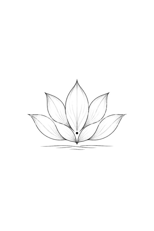 7枚の花びらのミニマルな蓮、タトゥーアイデア