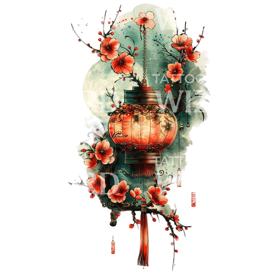 Traditional Japanese Lantern Tattoo Design