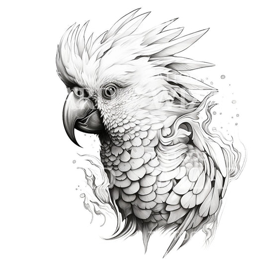 Schwarz-graues Kakadu-Tattoo-Design