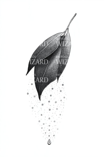 Shaded Droplet Leaf Tattoo Design