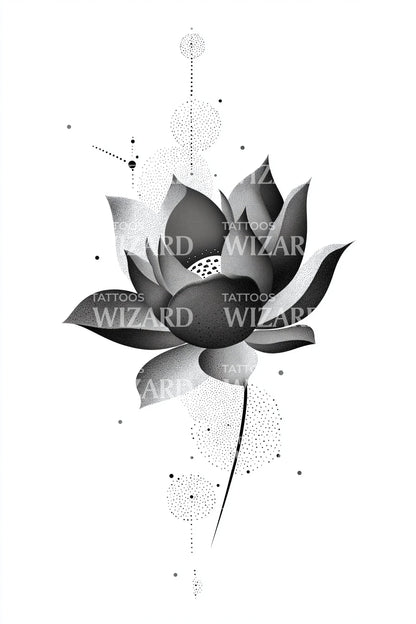 阴影莲花纹身设计