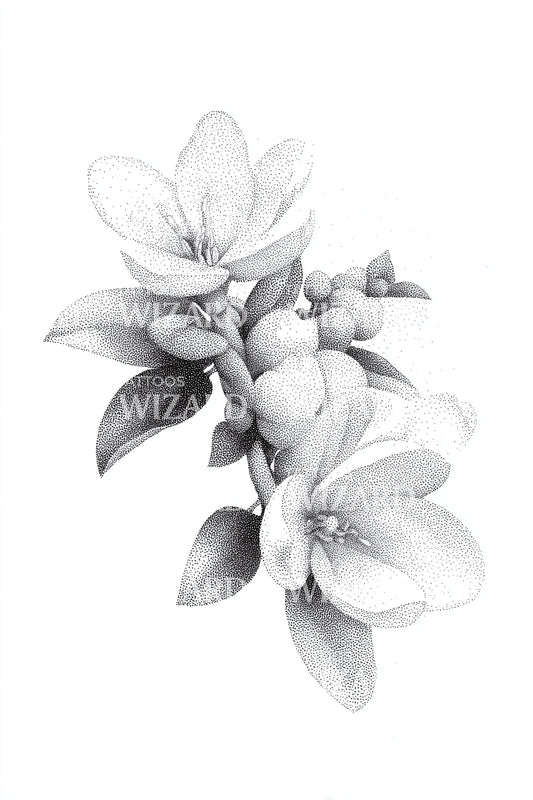 Shaded Magnolia Bloom Tattoo Design