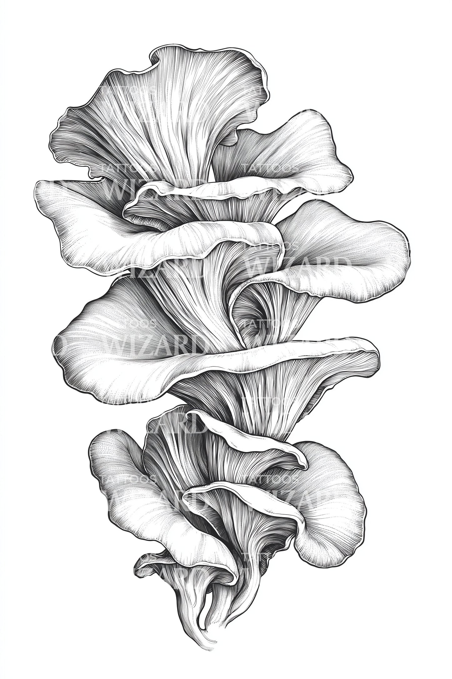Shaded Oyster Cascade Tattoo Design