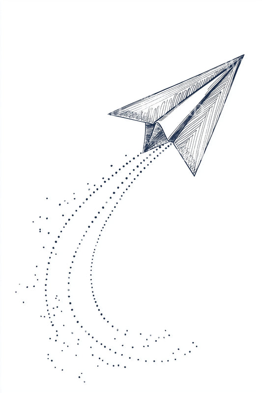 Shaded Paper Airplane Tattoo Illustration