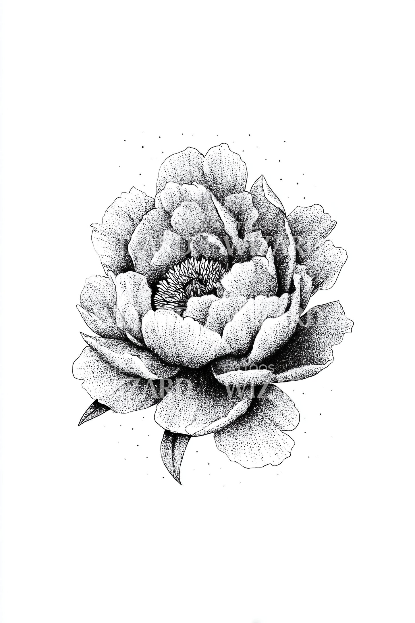 Shaded Peony Flower Tattoo Illustration