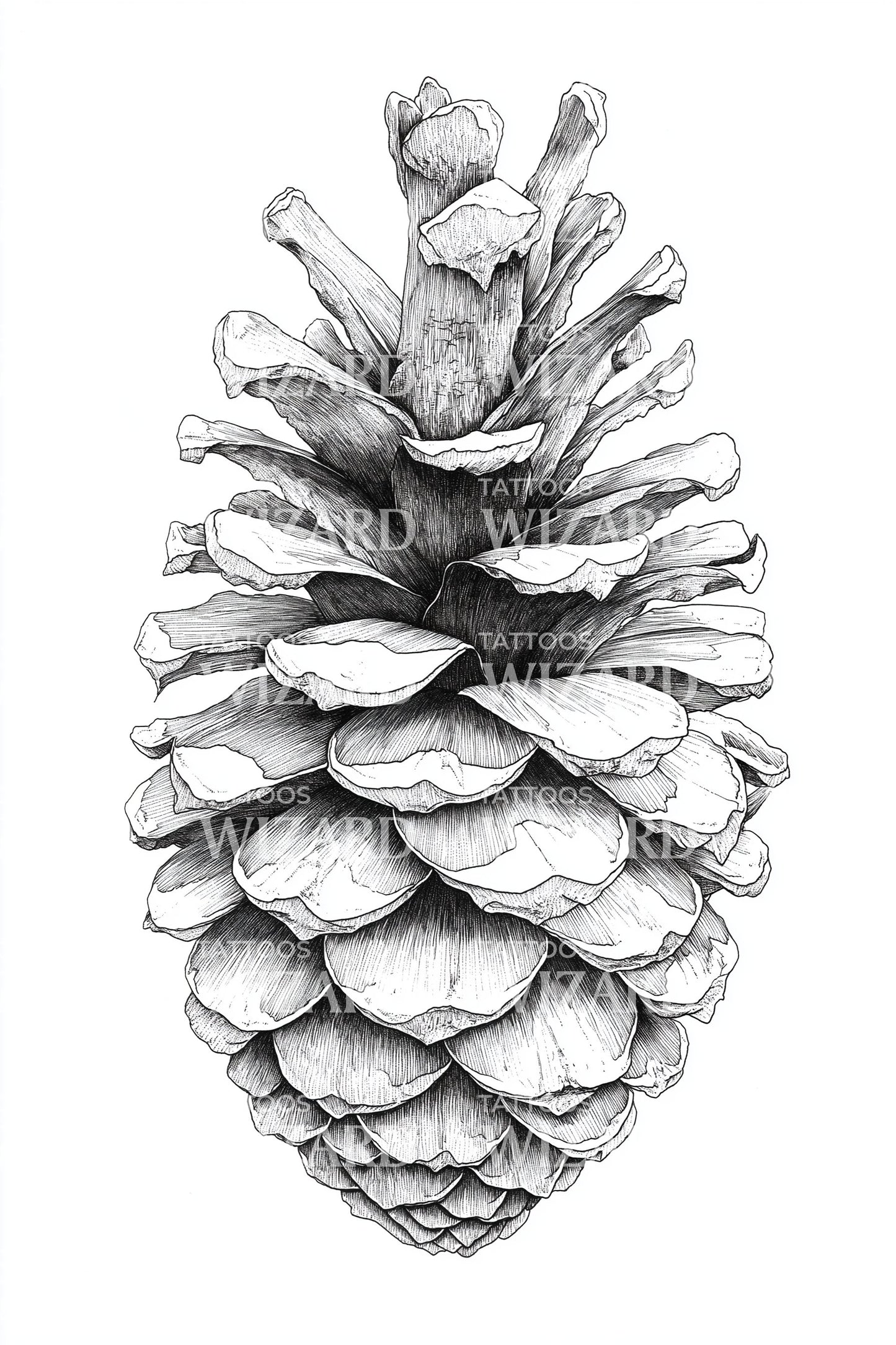 Shaded Pinecone Sketch Tattoo Design