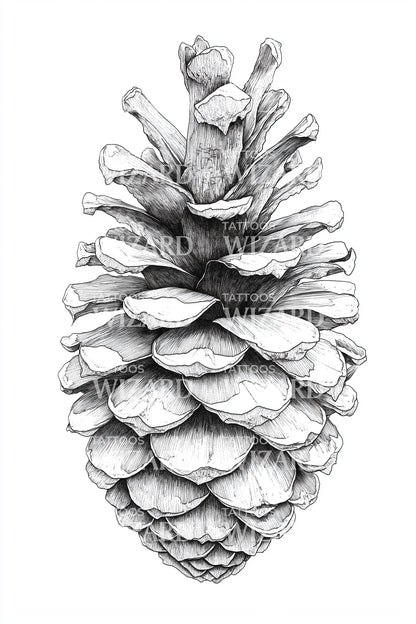 Shaded Pinecone Sketch Tattoo Design