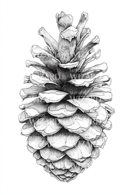 Shaded Pinecone Sketch Tattoo Design