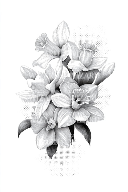 Conjunto de Tatuagens com Design de Plumeria Sombreada