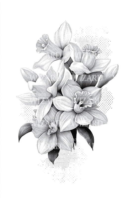 Shaded Plumeria Bundle Tattoo Design