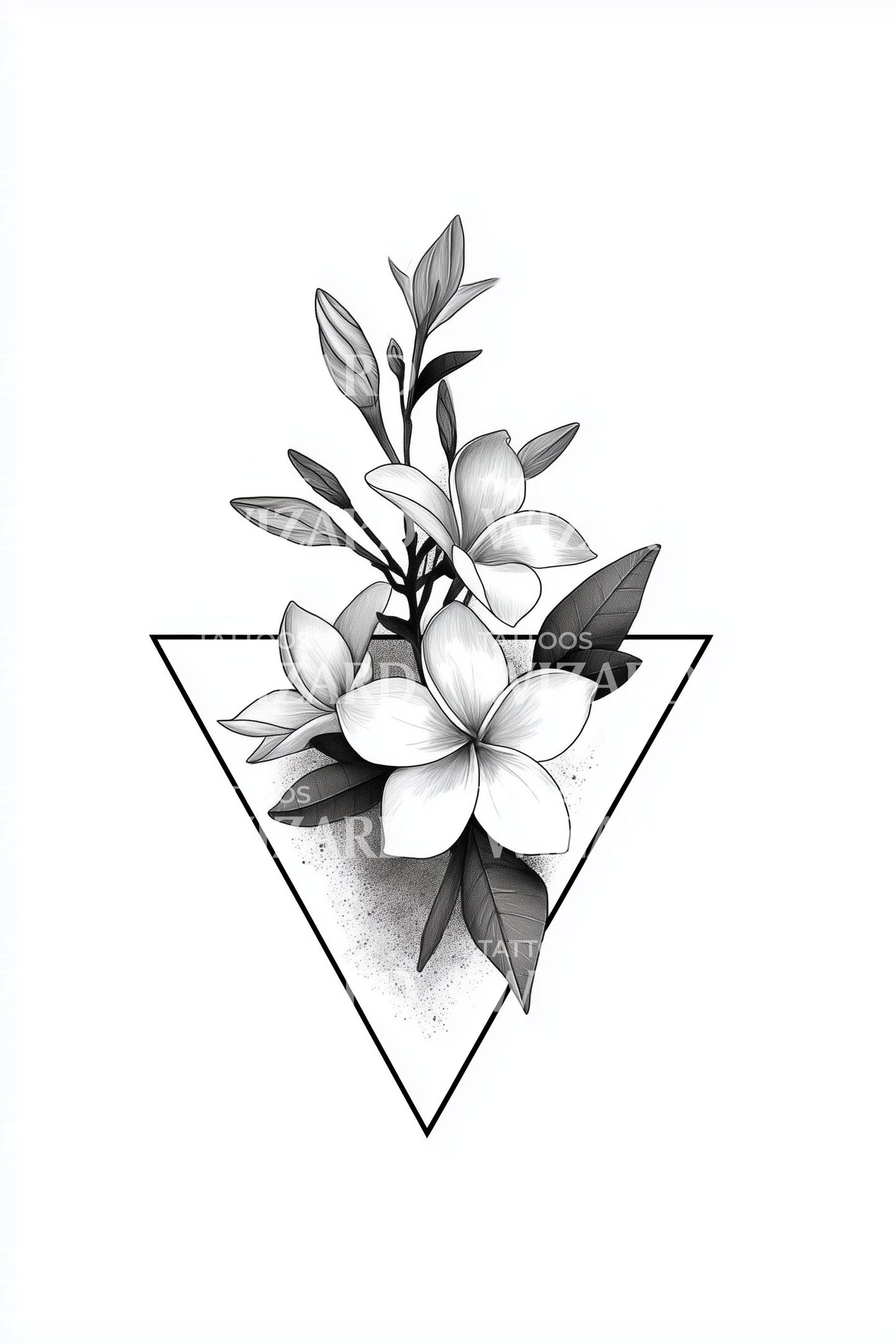 Design del tatuaggio di gelsomino a triangolo sfumato