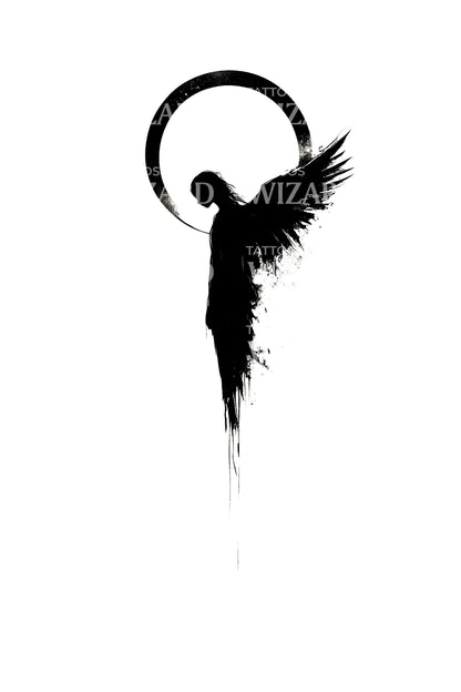 Shadow Angel Halo Tattoo Design