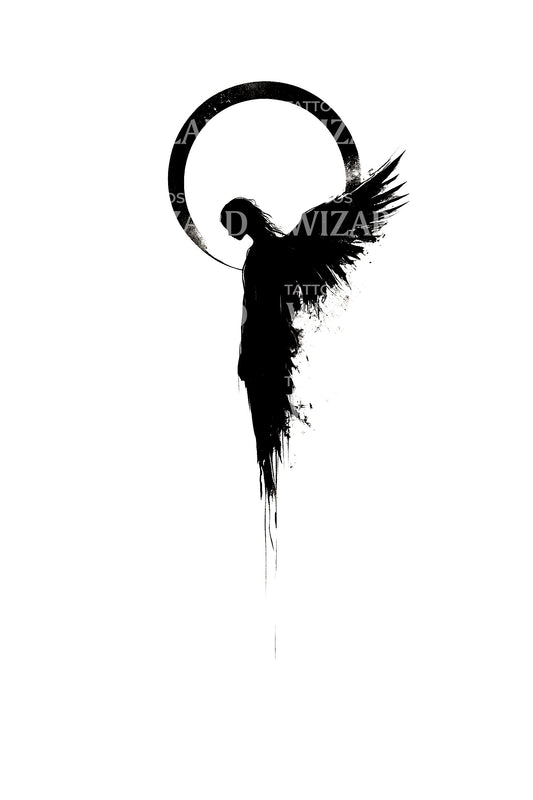 Shadow Angel Halo Tattoo Design