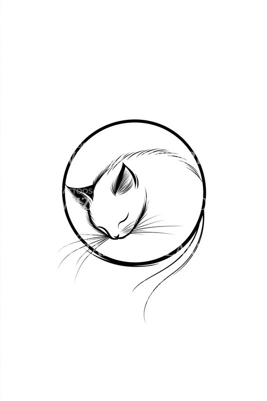 Shadow Cat Curl Tattoo Design