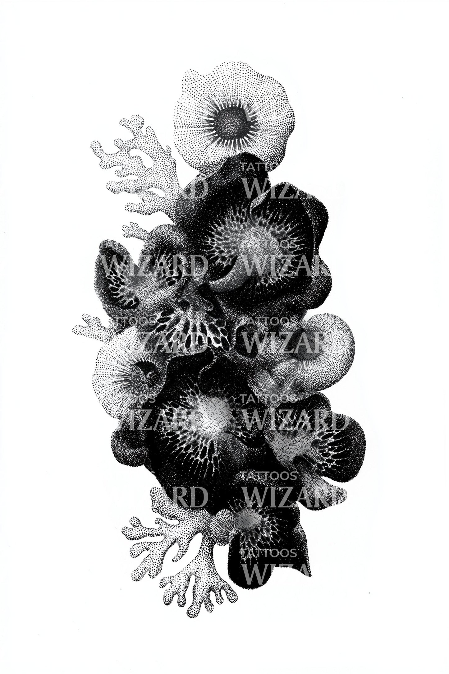 Shadow Coral Bouquet Tattoo Design