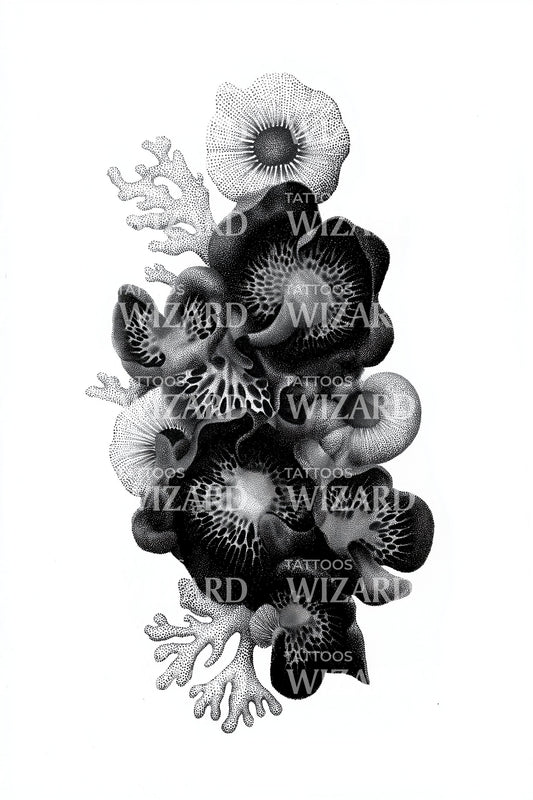 Shadow Coral Bouquet Tattoo Design
