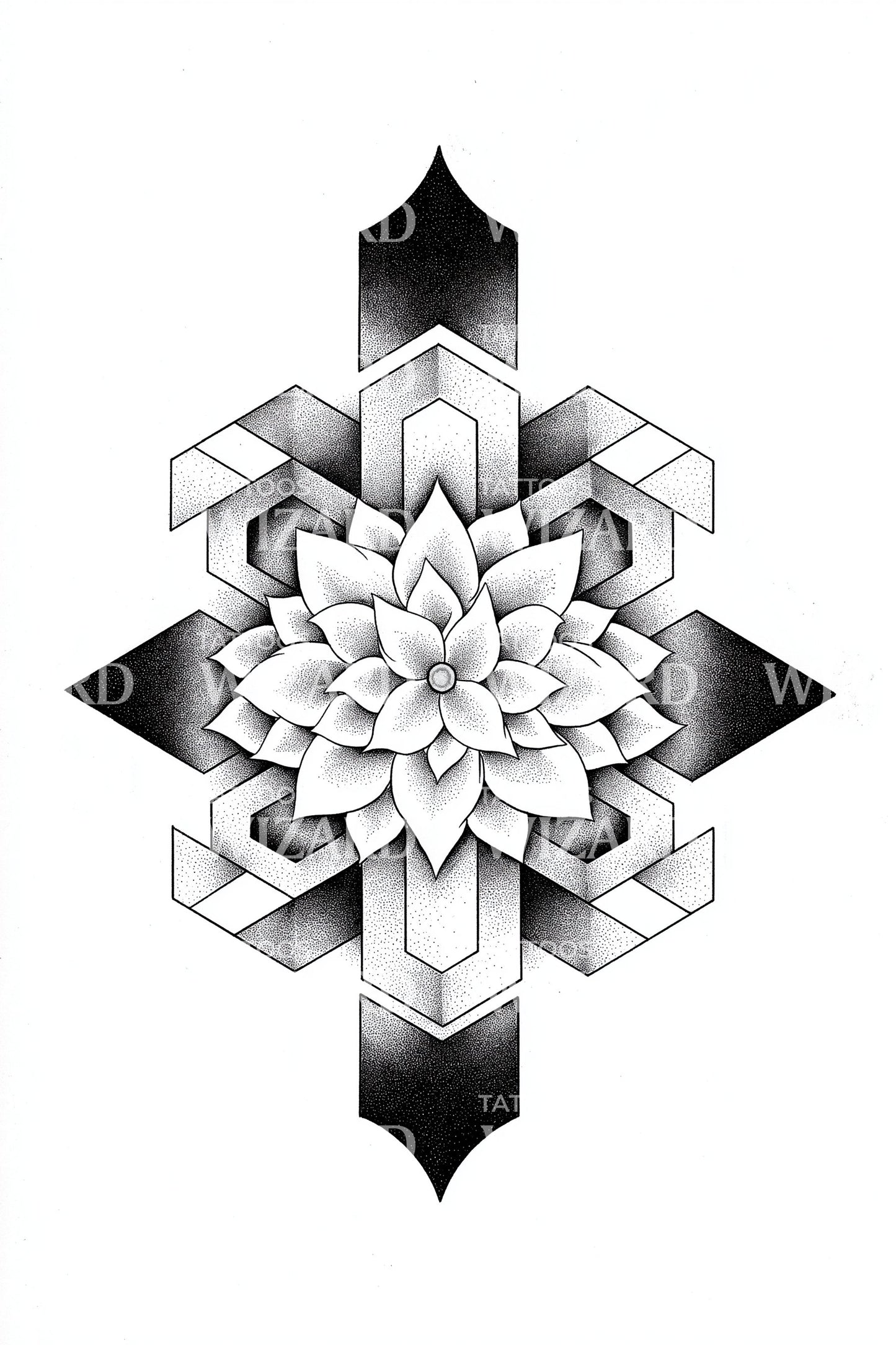 Shadow Fade Lotus Tattoo Idea