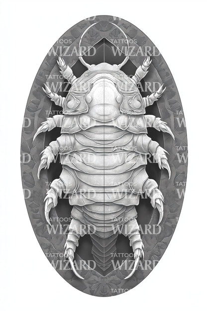 Shadow Isopod Medallion Tattoo Design