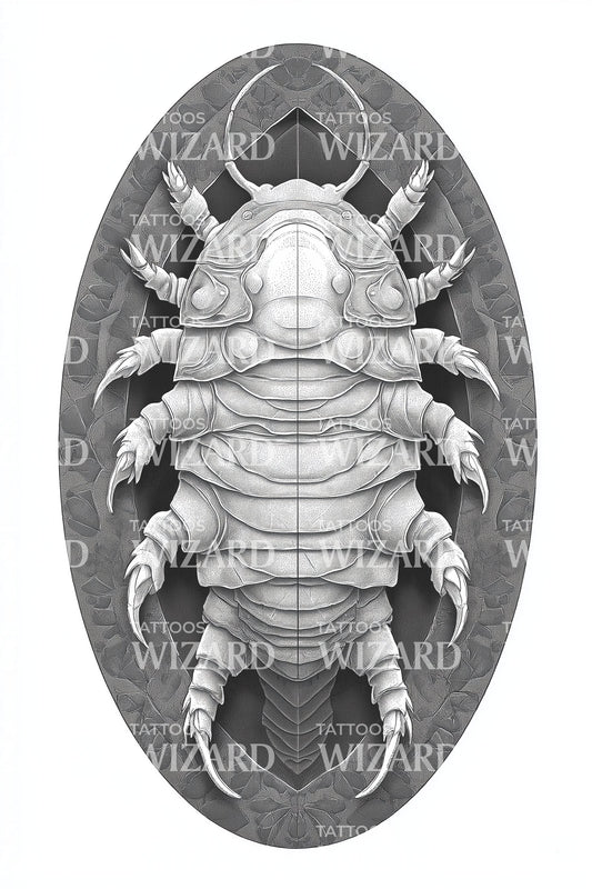 Shadow Isopod Medallion Tattoo Design