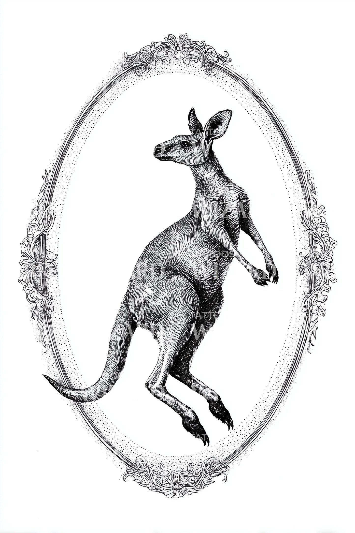 Shadow Kangaroo Cameo Tattoo Design