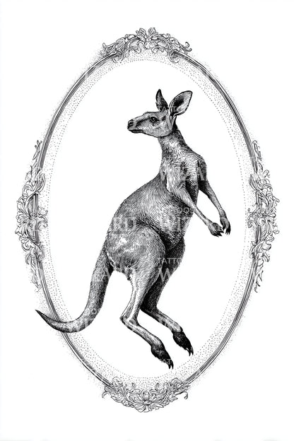 Shadow Kangaroo Cameo Tattoo Design