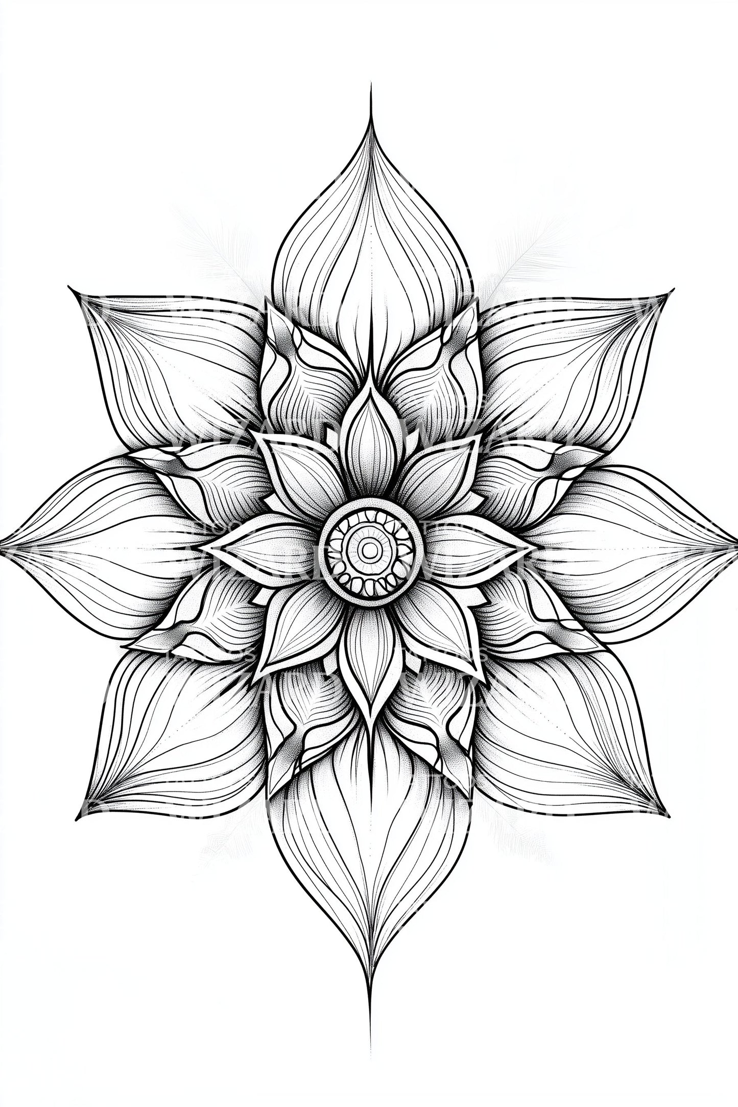 Design de Tatuagem Mandala Folha Sombra