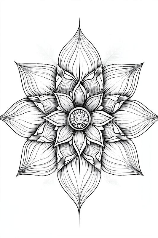 Design de Tatuagem Mandala Folha Sombra