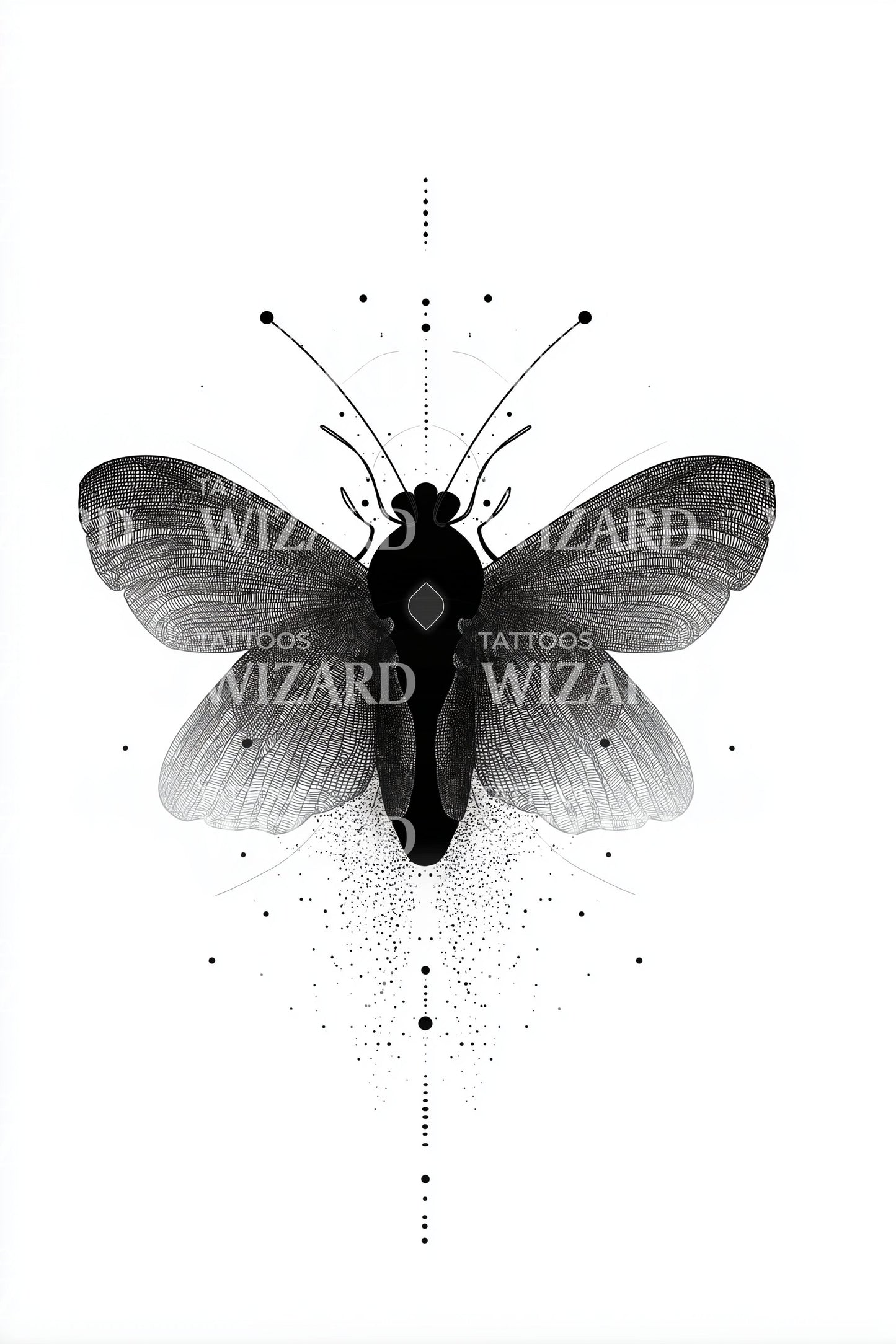Shadow Moth Wing Tattoo Design