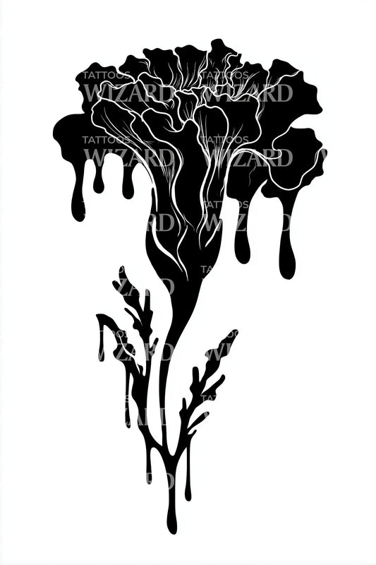 Shadow Poppy Drip Tattoo Design