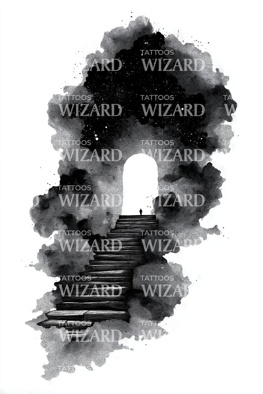 Shadow Stair Portal Tattoo Illustration