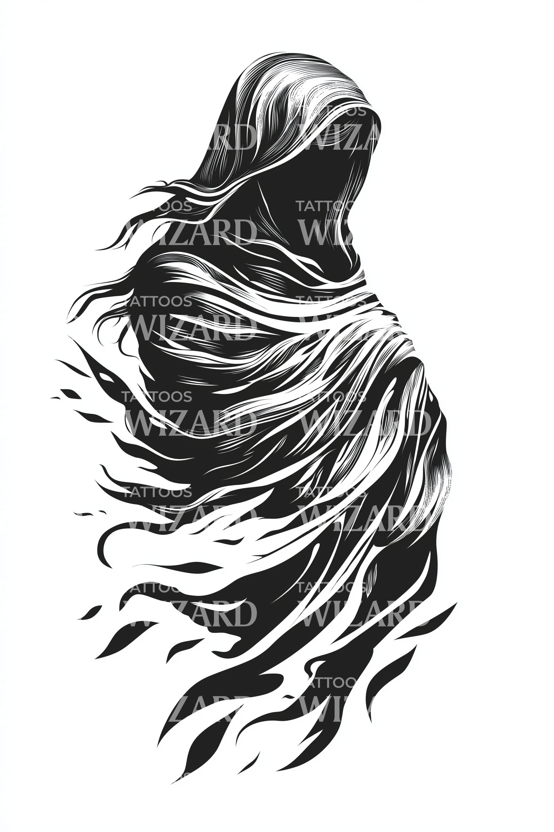 Shadow Wraith Shroud Tattoo Idea – Tattoos Wizard Designs