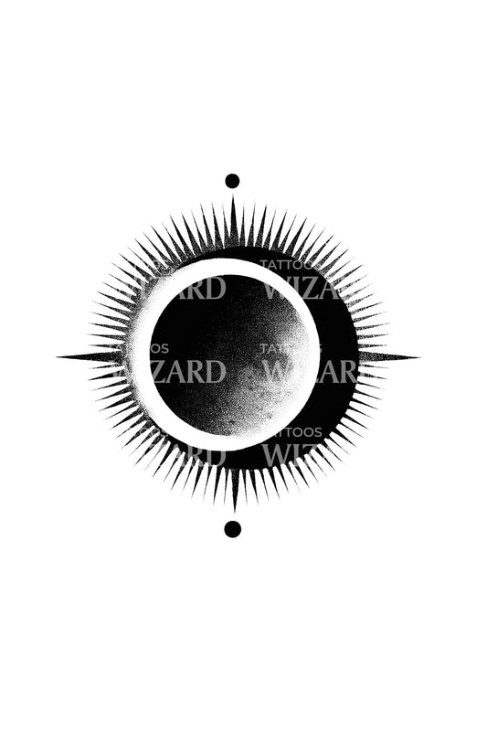Shadowed Half Eclipse Tattoo Design