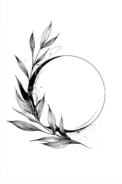 Shadowed Laurel Halo Tattoo Design