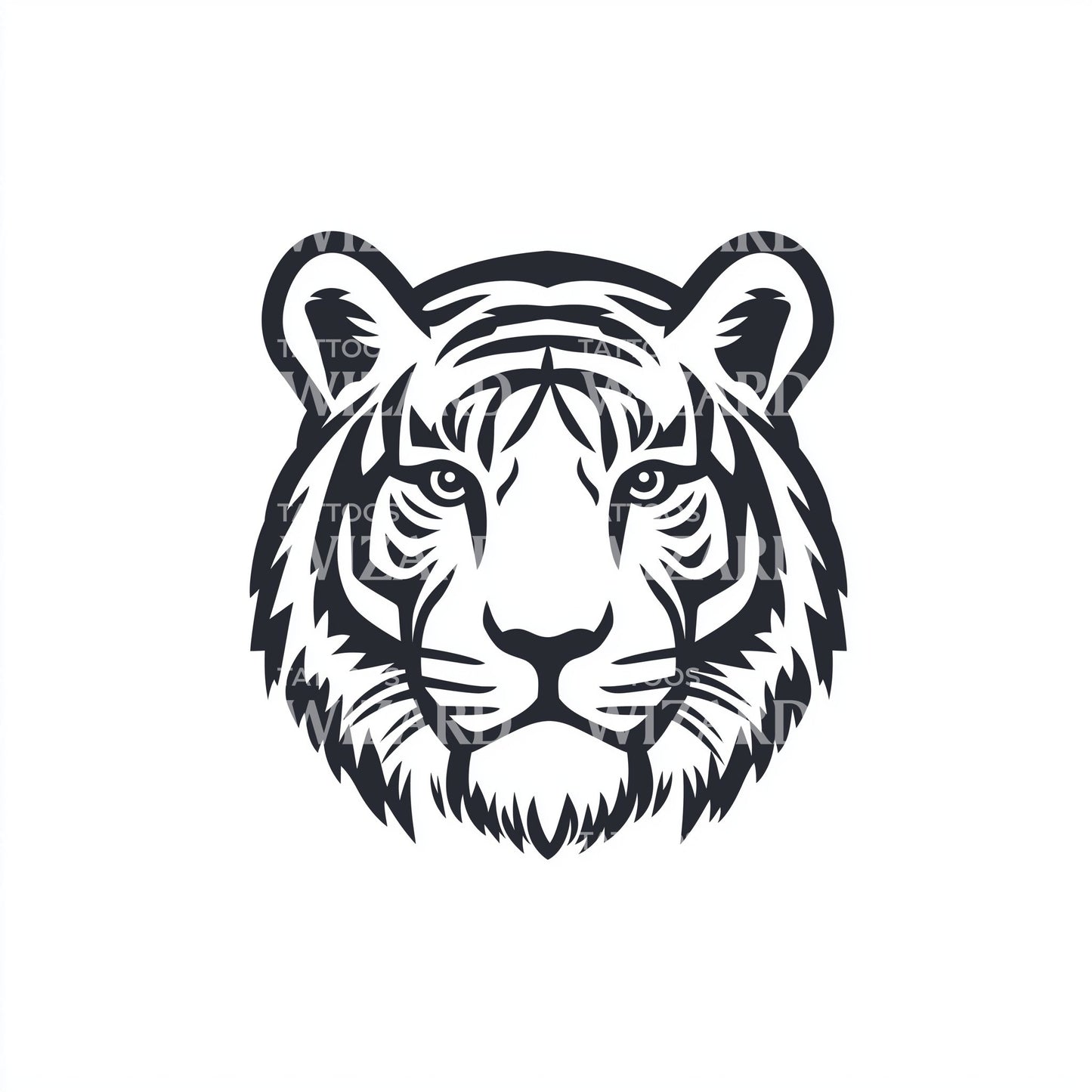 Shadowed Tiger Head Tattoo Design