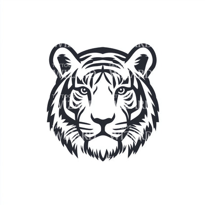 Shadowed Tiger Head Tattoo Design