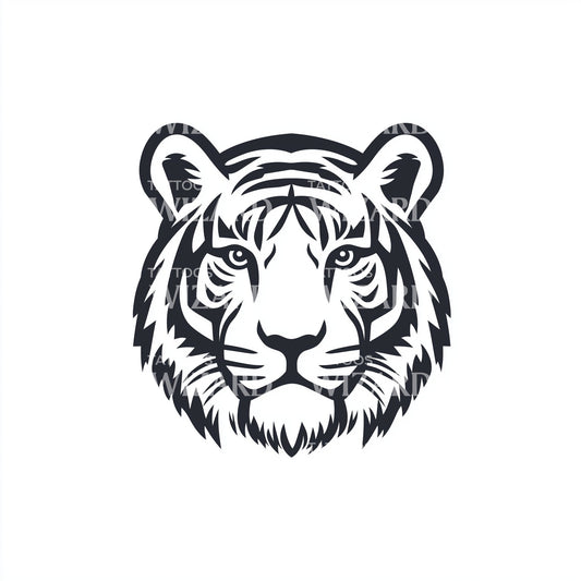 Shadowed Tiger Head Tattoo Design
