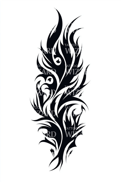 Shadowfire Tribal Flame Tattoo Illustration