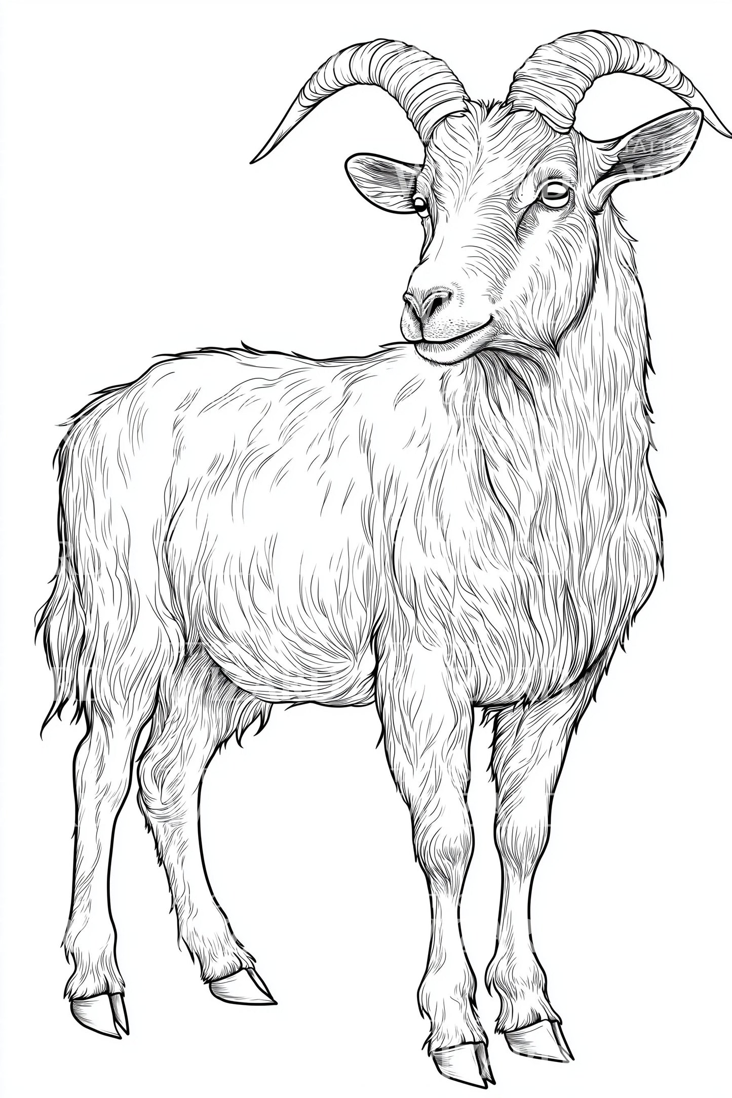 Shaggy Goat Portrait Tattoo Design