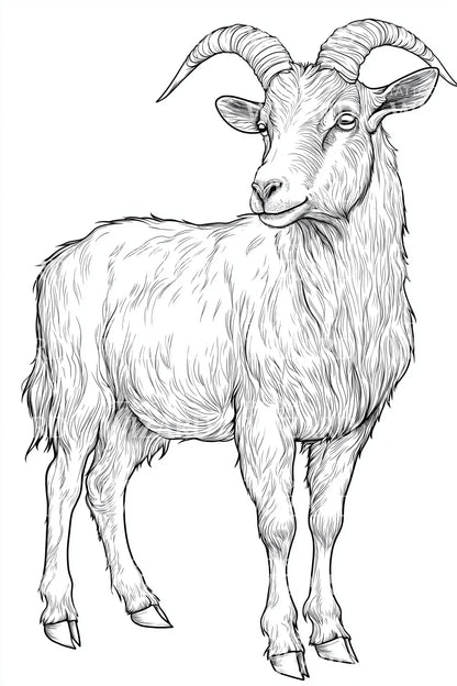 Shaggy Goat Portrait Tattoo Design