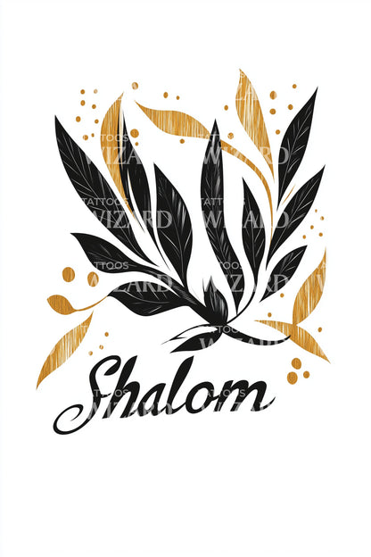Shalom Golden Olive Tattoo Design
