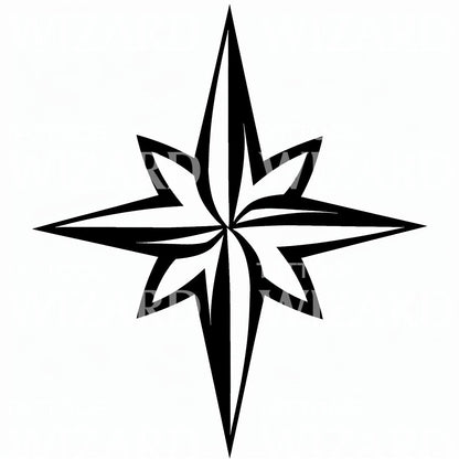 Sharp-Edged Compass Rose Tribal Tattoo Idea