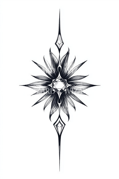 Sharp Spiked Sunburst Tattoo Idea