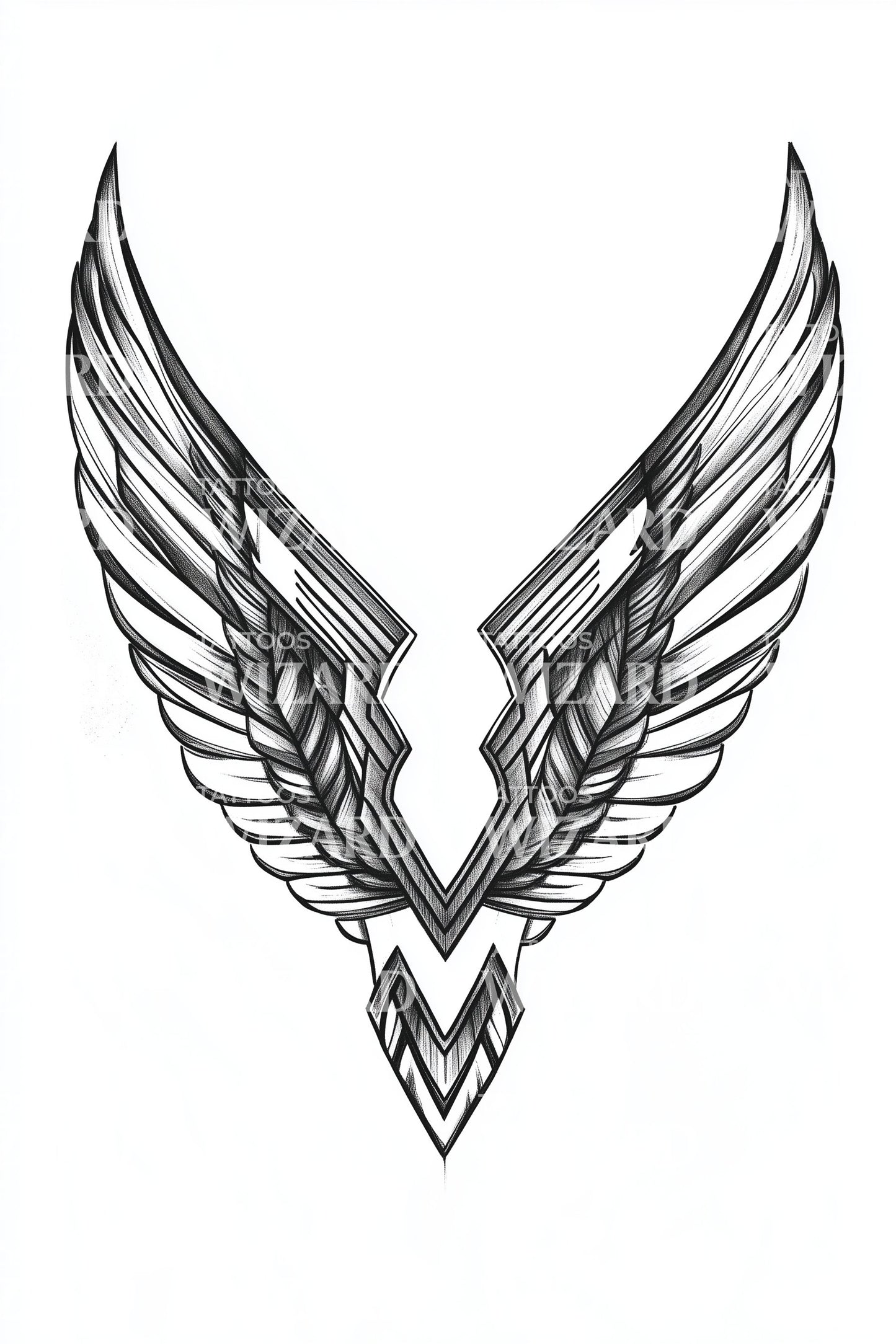 Sharp V Wing Crest Tattoo Idea