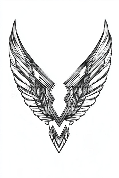 Sharp V Wing Crest Tattoo Idea