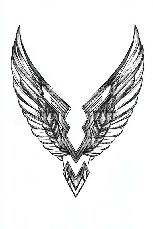 Sharp V Wing Crest Tattoo Idea